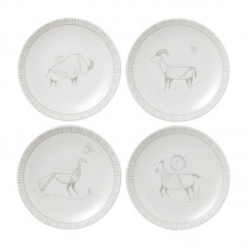 ED Ellen DeGeneres Crafted by Royal Doulton Cave Animal 4 Piece 6" Bread and Butter Plate Set EDRD1021